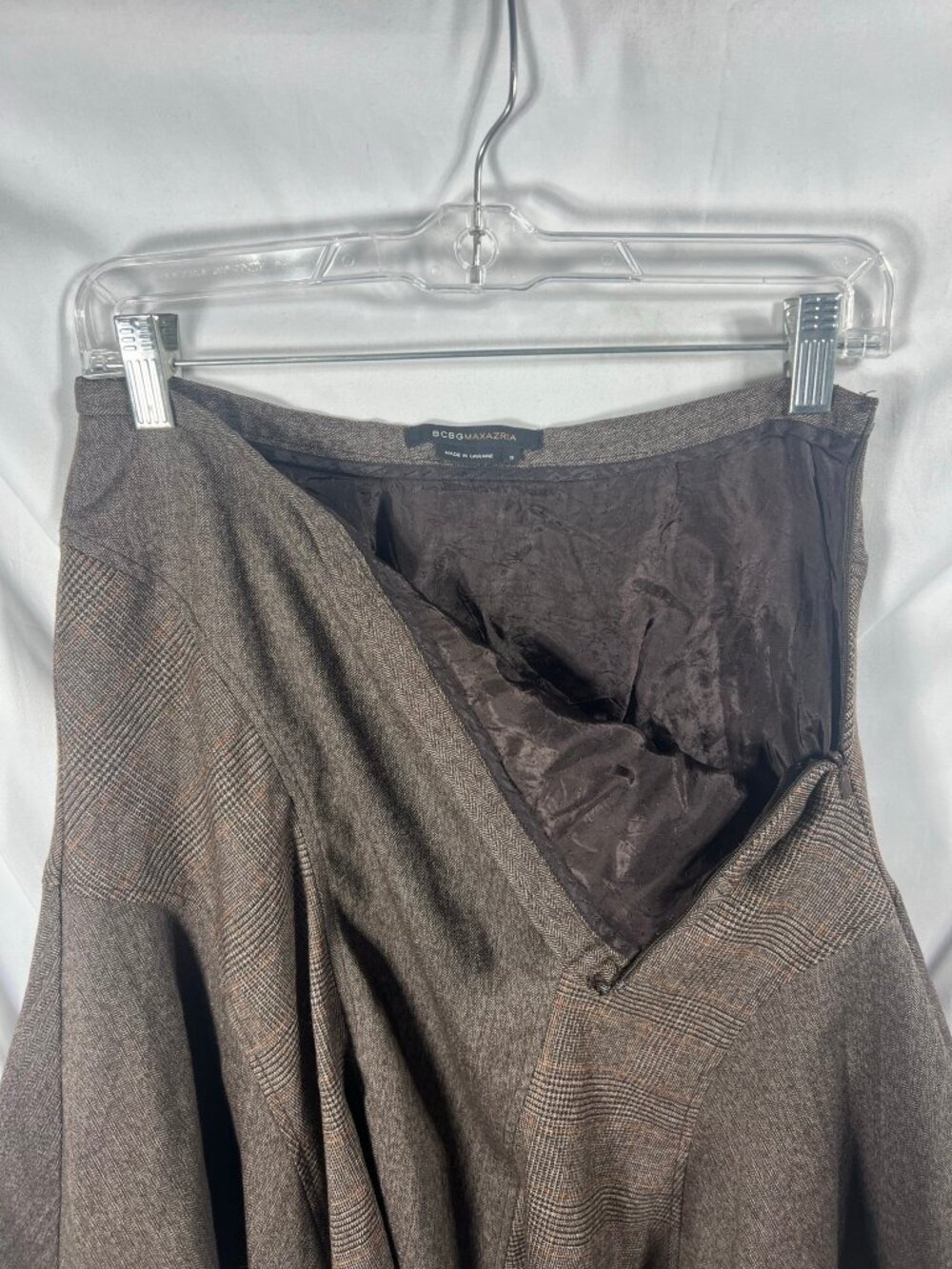 Bcbg Maxazria Skirt Womens 2 Flounce Wool Houndstooth Dark Academia Chic Y2K - Picture 3 of 7